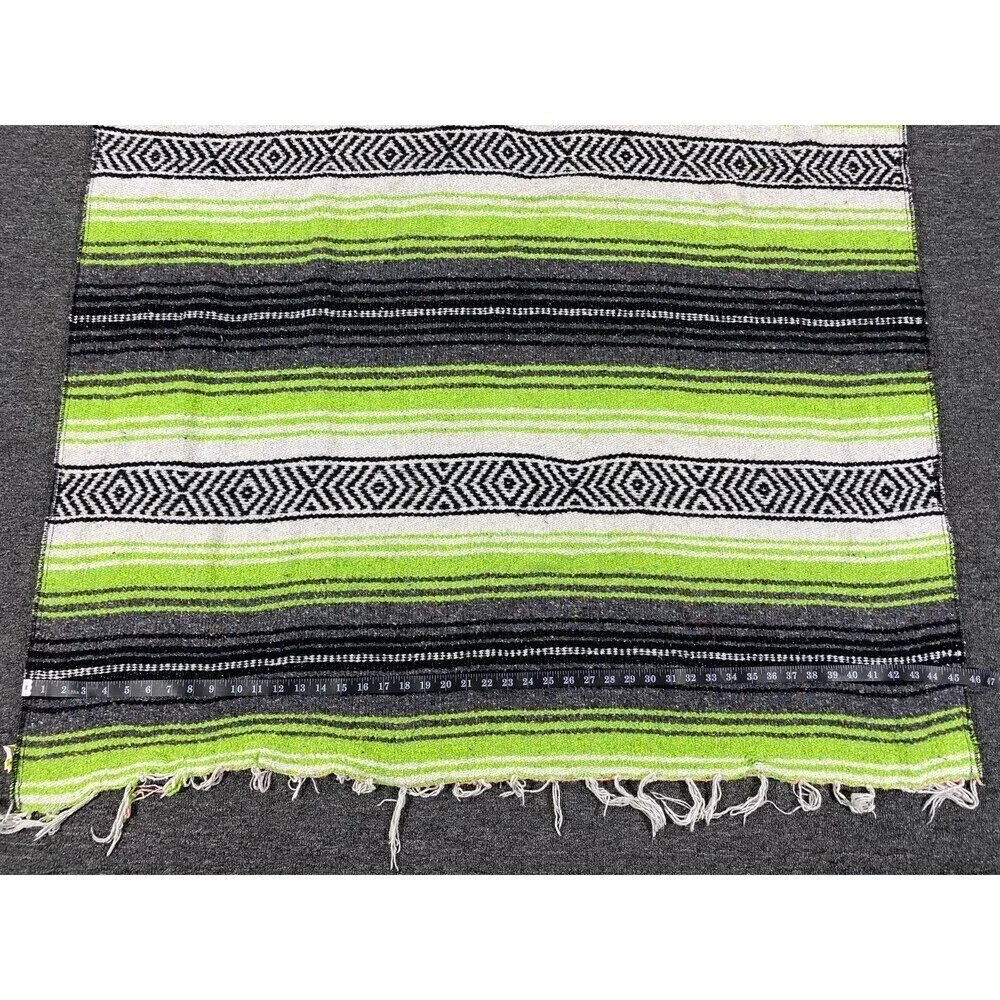 Vintage Navajo Style Hand Made Mexican Blanket with Fringes Frank’s Multicolor